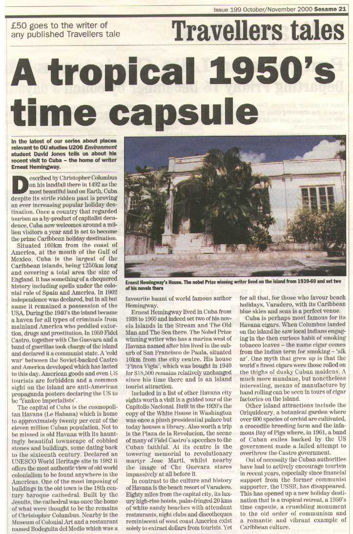 Tropical time capsule - magazine article